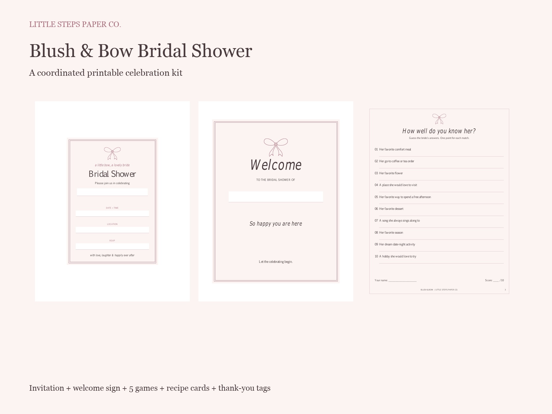 Blush & Bow — Bridal Shower Bundle
