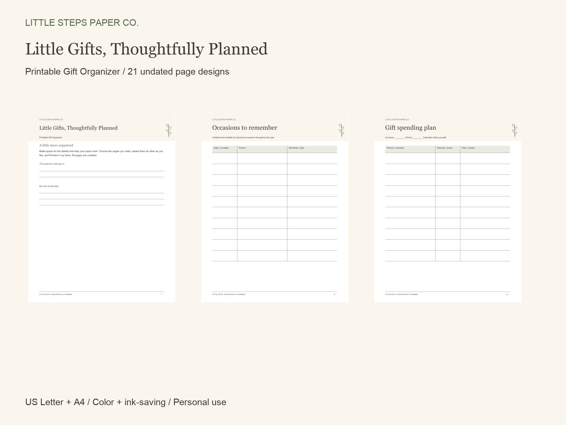 Little Gifts, Thoughtfully Planned — Printable Gift Organizer