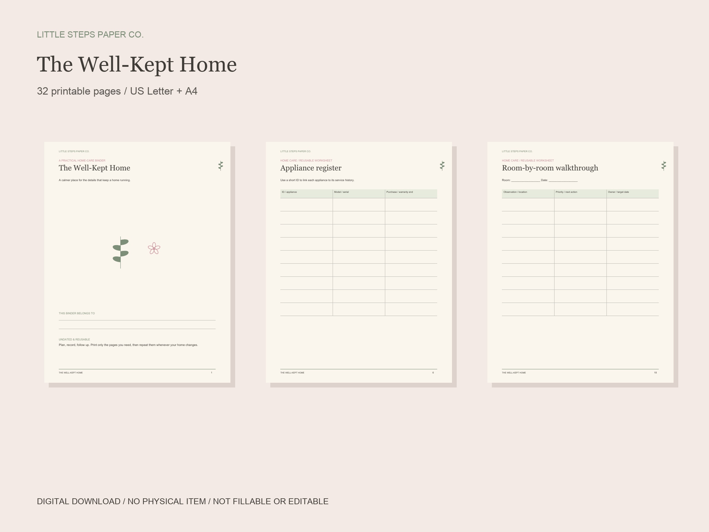 The Well-Kept Home — Printable Home-Care Binder
