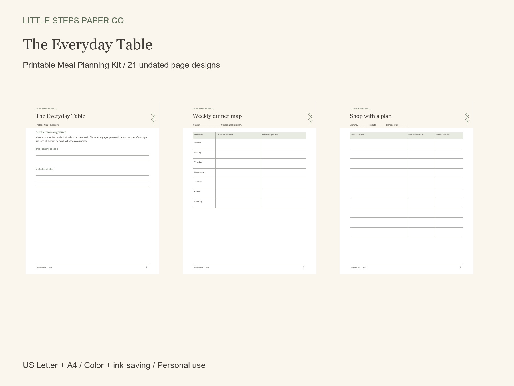 The Everyday Table — Printable Meal Planning Kit