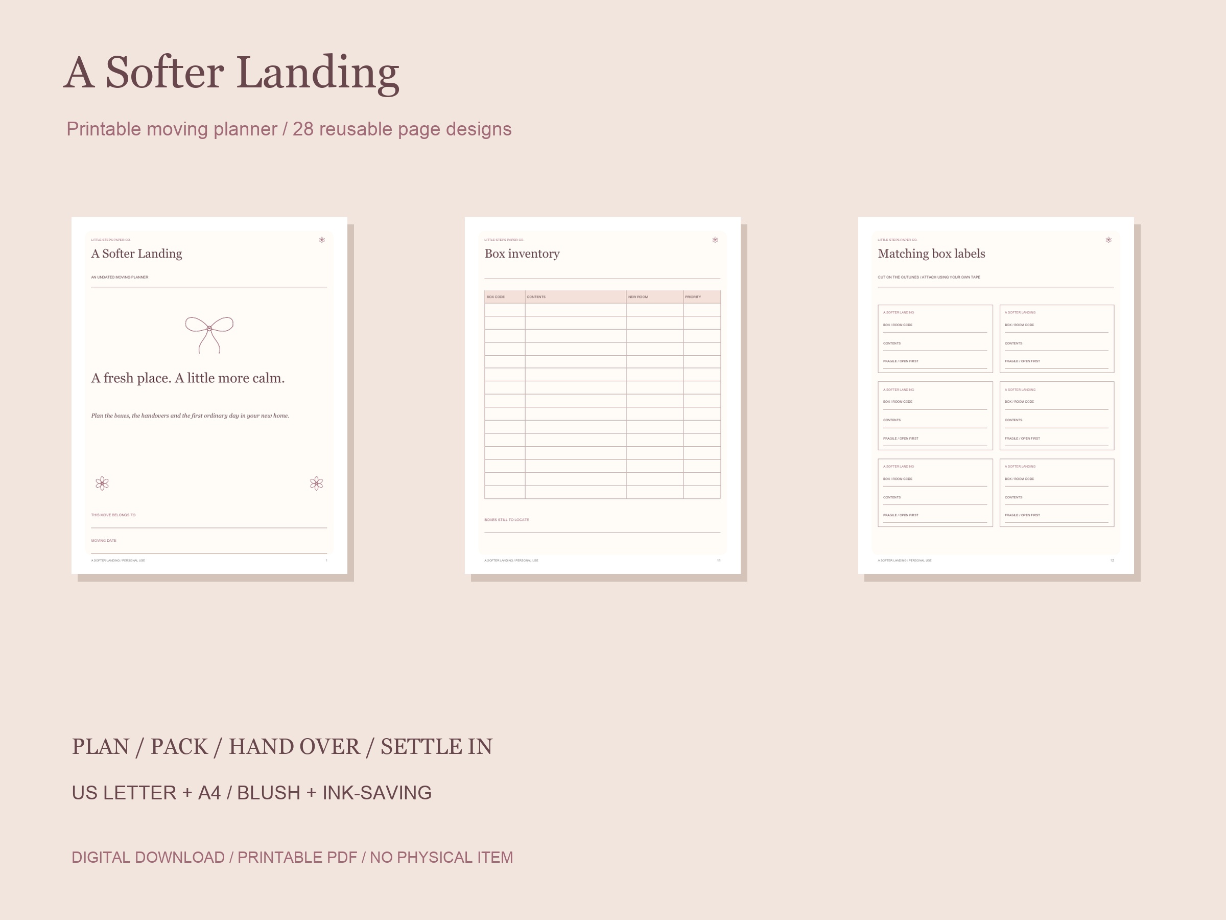 A Softer Landing — Printable Moving Planner